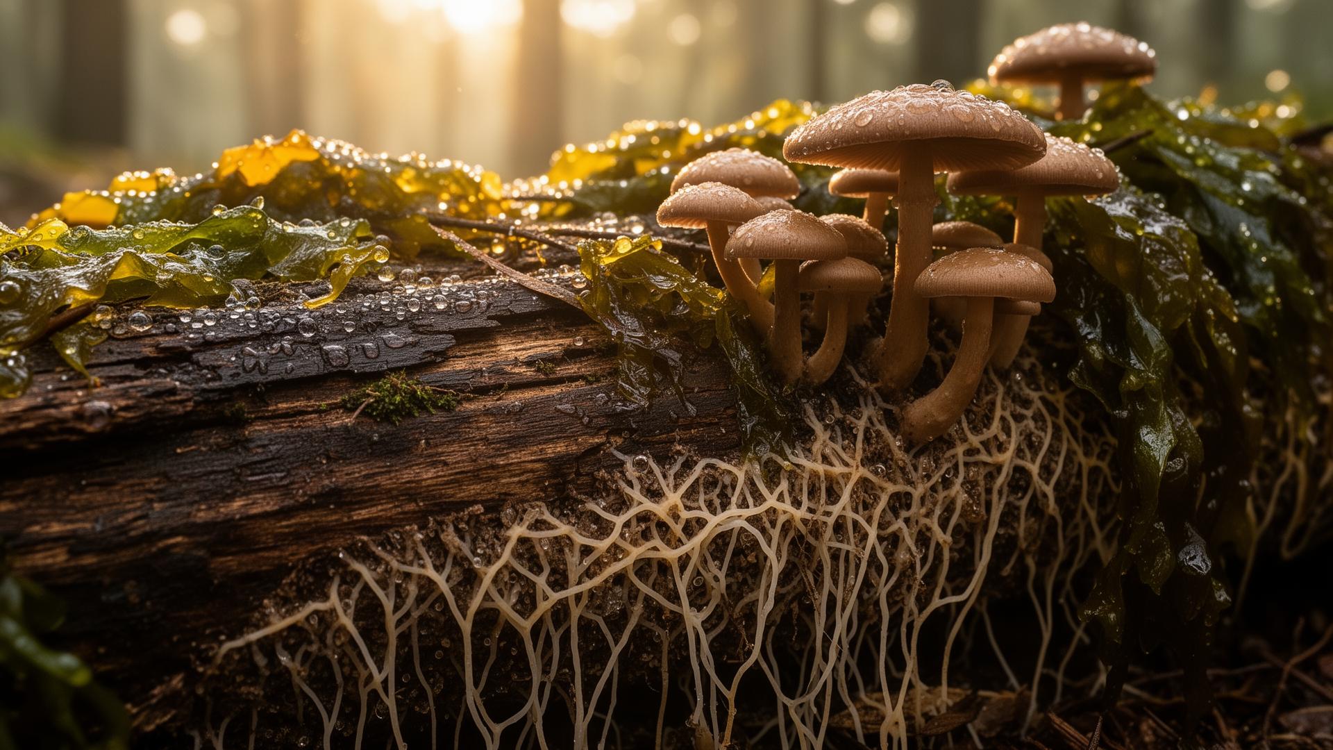 Mushrooms growing