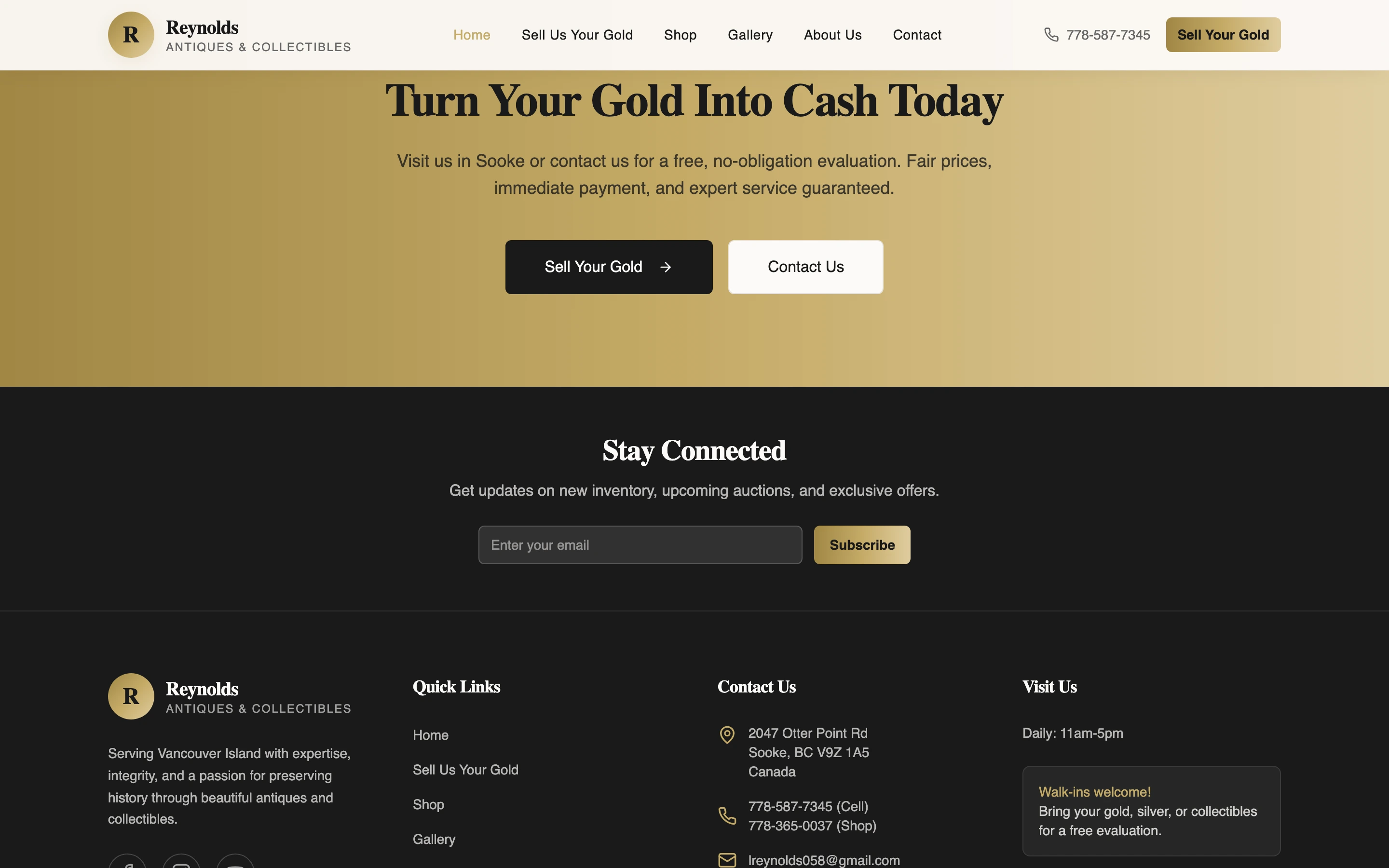 Sell your gold call to action